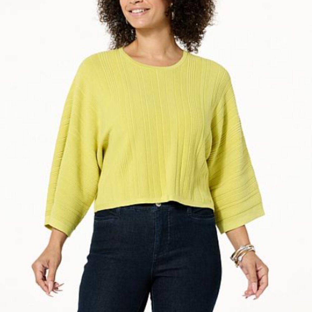 Wynne Layers Cream White Variegated Ottoman Knit Sweater XL